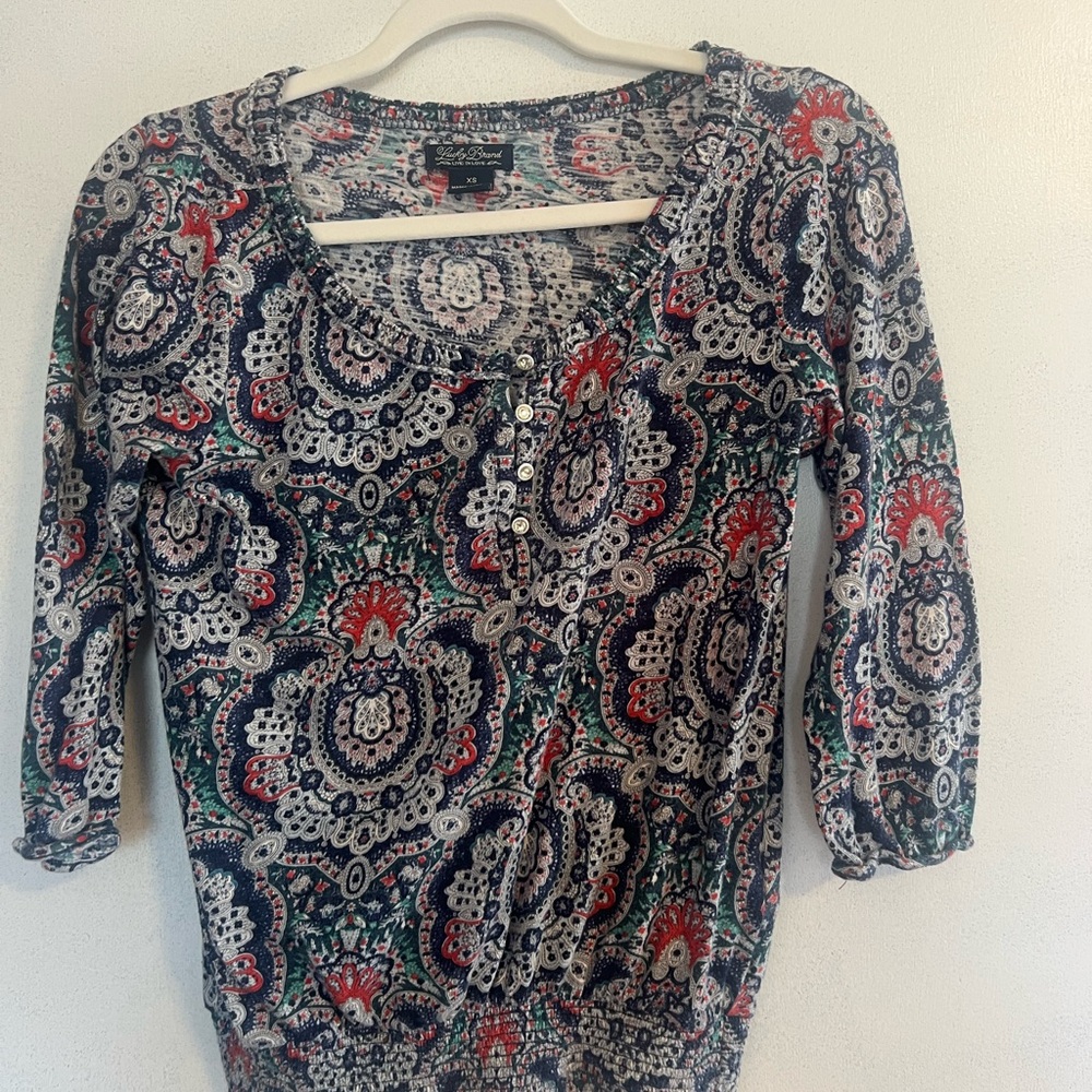 Lucky Brand Multicolor Paisley Blouse